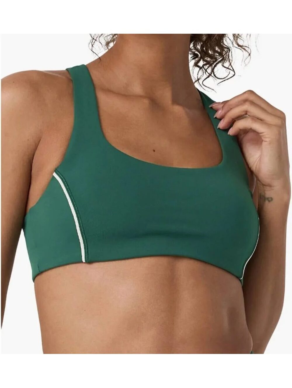 Vuori Daily Piped Bra in Viridian Green, Size Large NWT